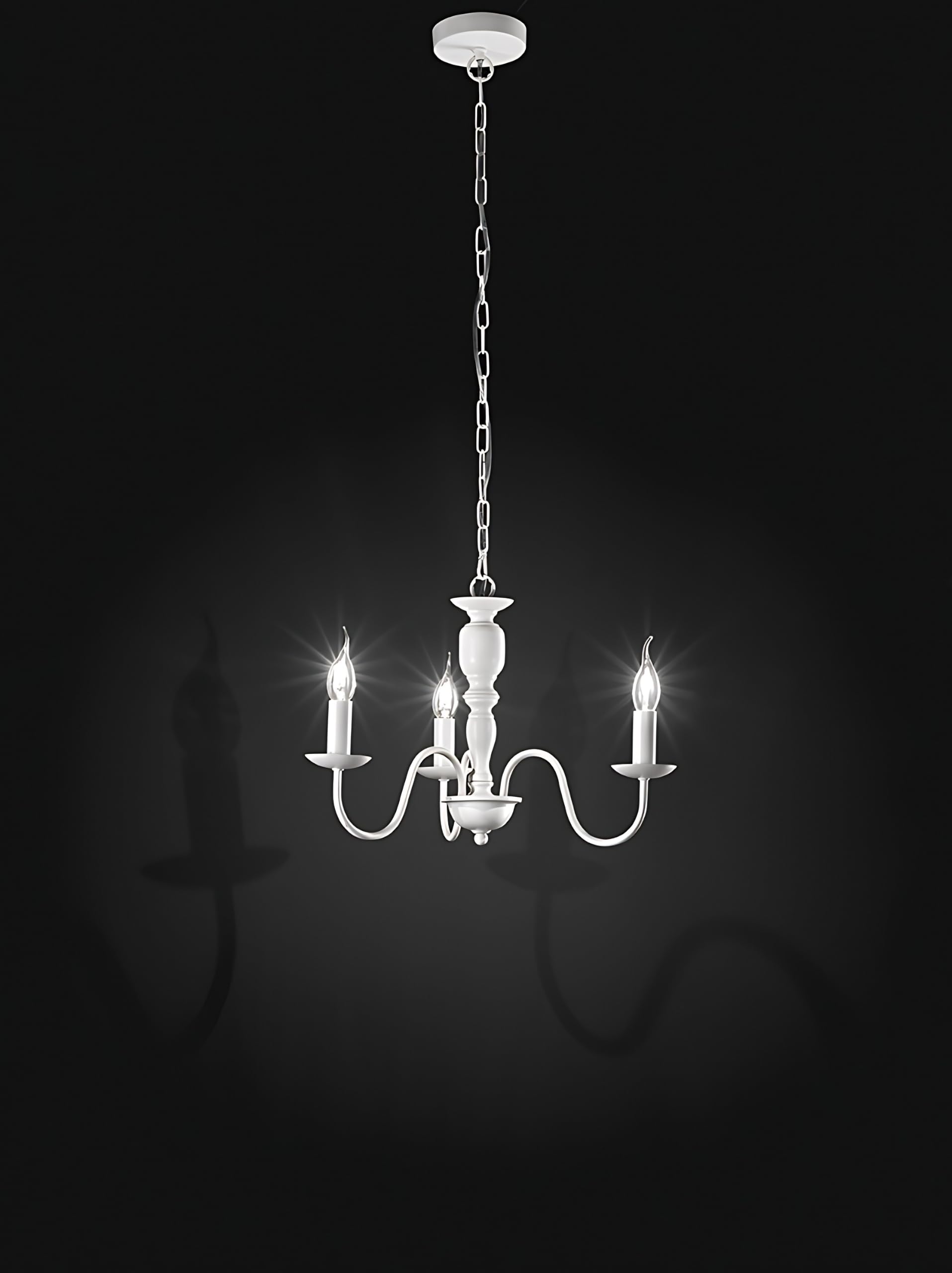 FIAMMINGO SOSPENSIONE LAMPADARIO 3 LUCI BIANCO OPACO D. 50 CM. 3XE14 STILE PROVENZALE CLASSICO RUSTICO COUNTRY CHABBY CHIC