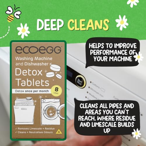 Image of Ecoegg Detox Tablets for Washing Machine and Dishwasher, 8 Tablets, Removes Scale and Odours