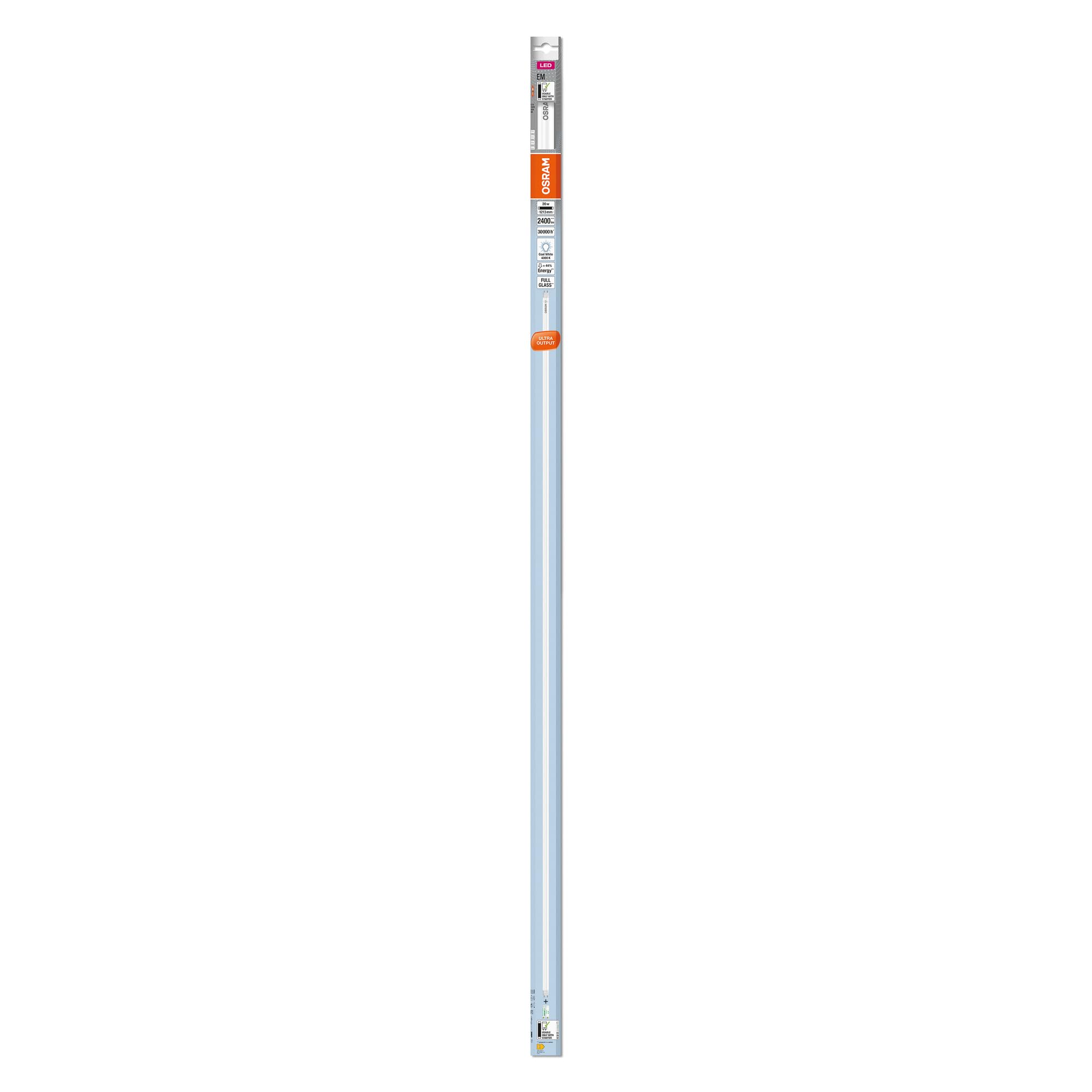 Osram Kosteneffiziente LED-Röhren für elektromagnetische Vorschaltgeräte, 20 W, G13, Tube, double-ended, 4000 K, LEAD FREE Glas, Kalt weiß, 8-er Pack