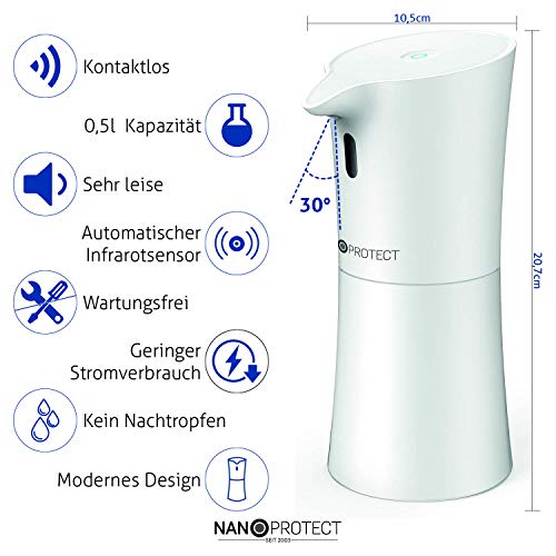 Nanoprotect Automatischer Desinfektionsspender + 1 Liter Handdesinfektion | Berührungslos mit Infrarot Sensor | 500 ml… – Bild 4
