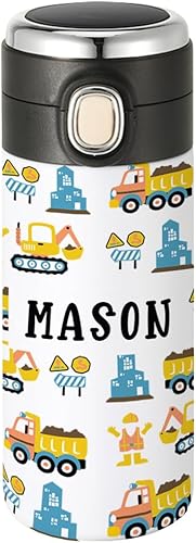 Miniatura 9 de Andaz Press Vaso personalizado para niños, botella de agua de acero inoxidable con tapa abatible a prueba de fugas, vaso de 10 onzas sin BPA para