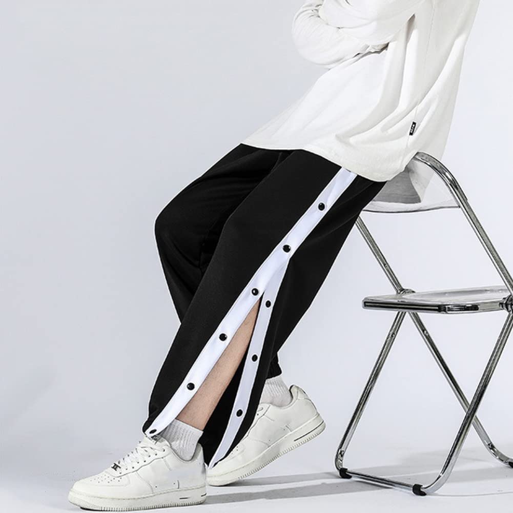 Pantalone Trasparente Pantaloni Uomo Sportivi con abbottonatura Laterale Pantaloni Allenamento Basket con Bottoni Automatici Laterali Uomo Sportivi Larghi Gamba Casual