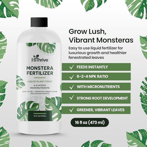 16oz Monstera Plant Food – Makes 96 Gallons of Monstera Fertilizer, Liquid Indoor Plant Fertilizer for Obliqua, Deliciosa and More, 6-2-4 NPK Ratio for Houseplants’ Healthy Growth & Glossy Leaves