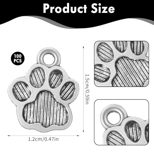 Ymapinc 100Pcs Metal Dog Paw Charms - Image 2