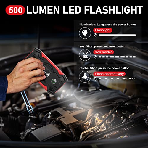 Jump Starter Battery Pack, 2000A Peak 25000Mah Portable Car Jump Starter Box, 12V Portable Power Bank With Wireless Charger, Car Battery Booster Pack For Up To 8.0L Gas And 6.5L Diesel Engines. #TOP3