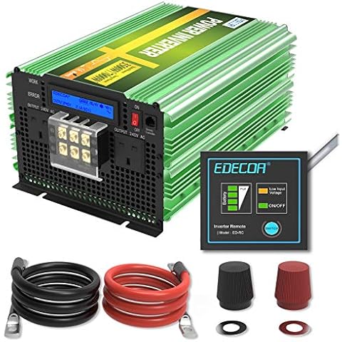 EDECOA 3500W Peak 7000W Pure Sine Wave Inverter Heavy Duty Power Inverter DC 12V to 240V AC with LCD, Remote Controller and 2 AC Outlets Cover