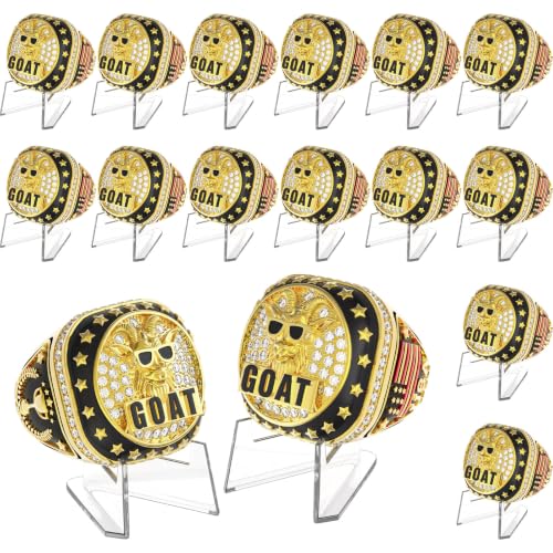 Misdary Championship Rings Set with Holder – Trophy Gift (Gold) for Team Victory