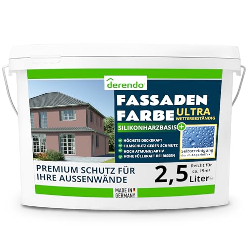 derendo Silikonharz Fassadenfarbe Braun ULTRA Wetterschutz Schokobraun 2.5...
