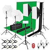 GLOSHOOTING Photography Lighting Kit, 8.5 x 10ft Backdrop Support System with Softbox Continuous Light Set for Photo Studio, Recording, Product Photoshoot, Portrait