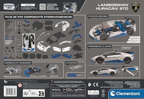 Clementoni Lamborghini Huracán STO avec direction fonctionnelle et 270 pièces mécaniques