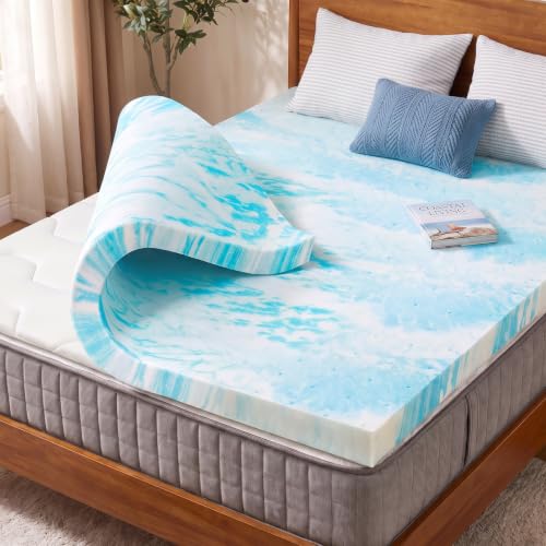 Sweetcrispy Memory Foam Mattress Topper, Twin XL Size, 4 Inch, Blue