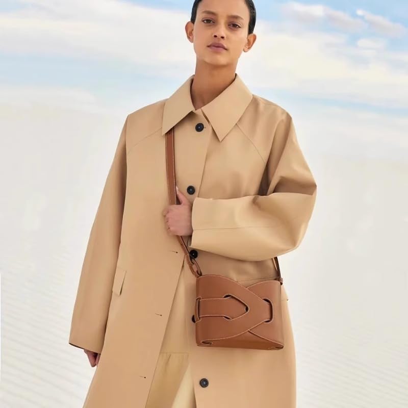 Molodo Genuine Leather Geometric Woven Crossbody Bag French - Inspired Underarm Purse for Daily Use - Image 2