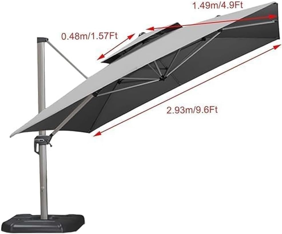 10x10ft Square Patio Umbrella Replacement Canopy - 2-Tier Top Cover for Outdoor Market Cantilever Umbrella, Waterproof Sunshade for Garden and Deck