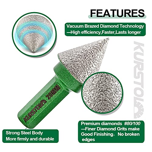 Kurstol Diamond Cone Tile Bit - Countersink Drill Bit 4/5 In(20Mm) X Hex Shank Electric Drill,Beveling Chamfer Bit For Shaping Enlarging Cleanig Existing Holes Of Granite Marble Porcelain Tiles #TOP5