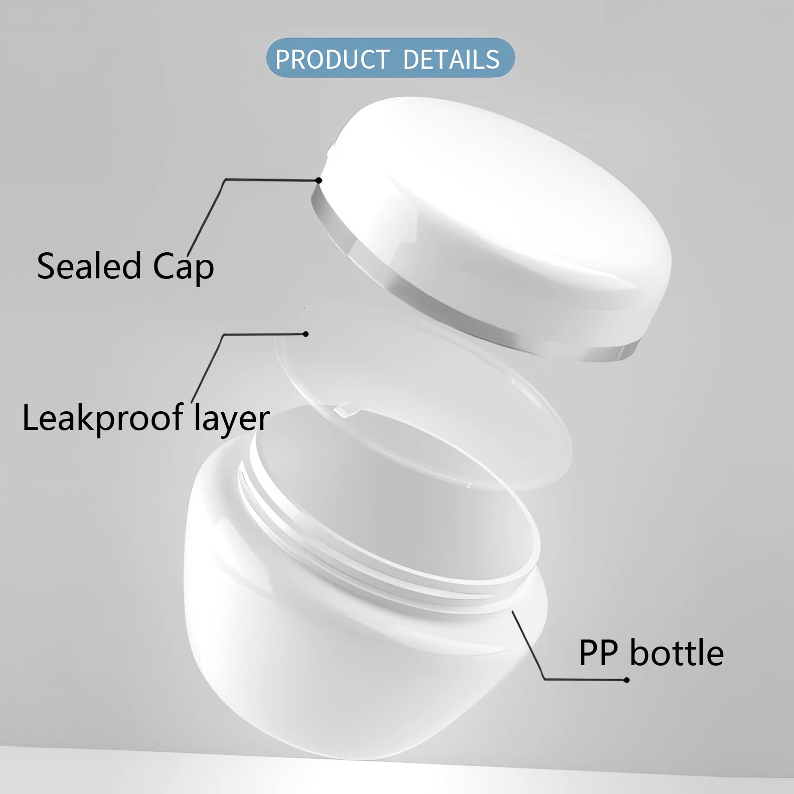 50 Stück, 50ml Weiß Plastik Leerdose Tiegel mit Silberkante für Lotion Creme Cremedose, Gesichts Creme Salben, Lippenbalsam.