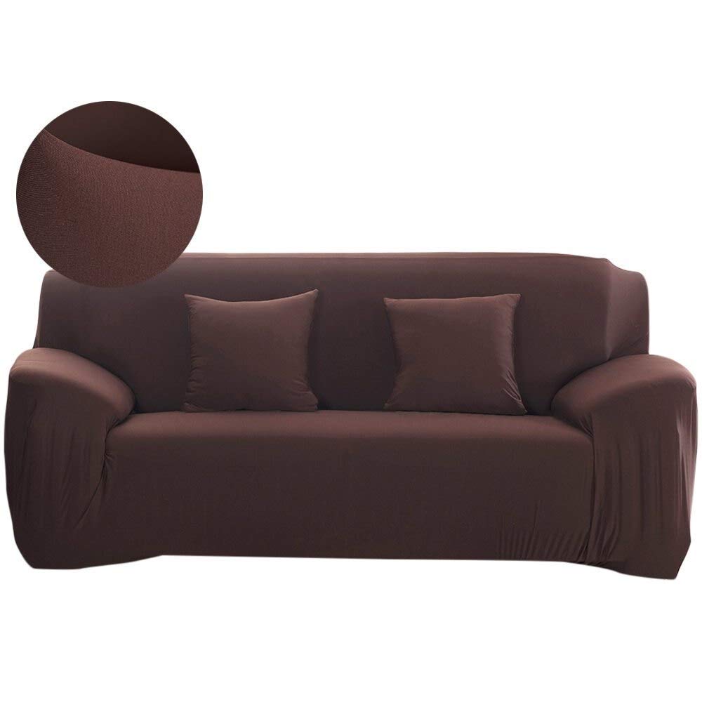 Housse de canapé extensible et imperméable aux éclaboussures chocolat 4 places