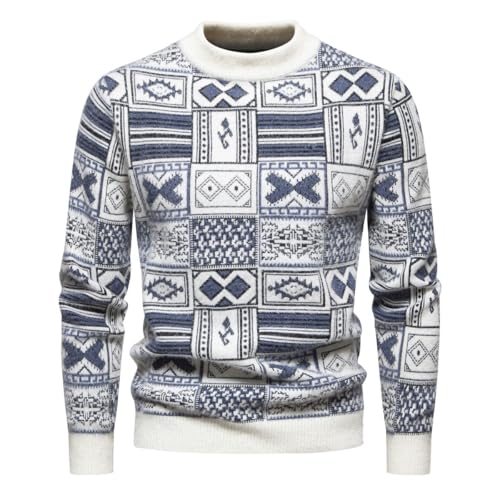 Men Basic Sweater Slim Fit Men Warm Comfortable Long Sleeve Pullover Casual Soft Men Breathable Knit Sweater Youth Men Temperament Trend Knitwear D-Blue S