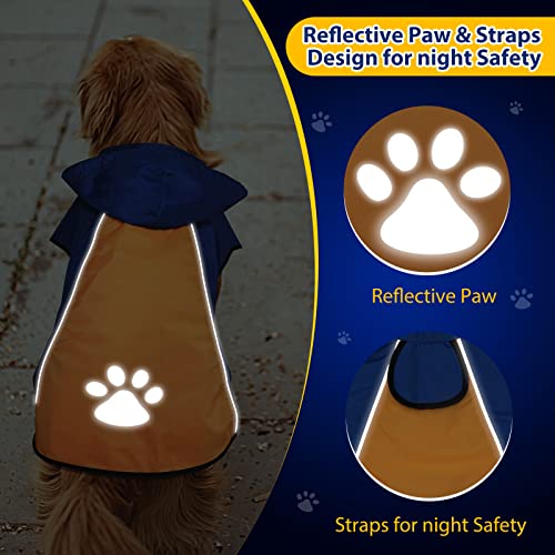 Flashseen Dog Raincoat Lightweight Waterproof Large Pet Dog Rain Jacket With Strip Reflective & Leash Hole Winter Dog Vest Warm Rain Coats Safety For Dogs And Puppies(Blue-Orange, X-Large) #TOP4