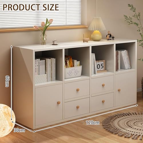خزانة تخزين جانبية مع ادراج من موتيزن، صناديق قهوة منزلية، خزانة جانبية لتناول الطعام مع ابواب، خزانة عرض رف الكتب بجانب السرير لغرفة المعيشة وغرفة النوم والمكتب (ابيض)