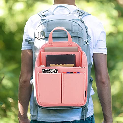 Hifelty Backpack Organizer Insert, Felt Travel Rucksack Handbag Tote Purse Insert With Zipper, Large Divider Laptop Shoulder Bag Diaper Bag Storage Organizer For Men Women (Pink) #TOP6