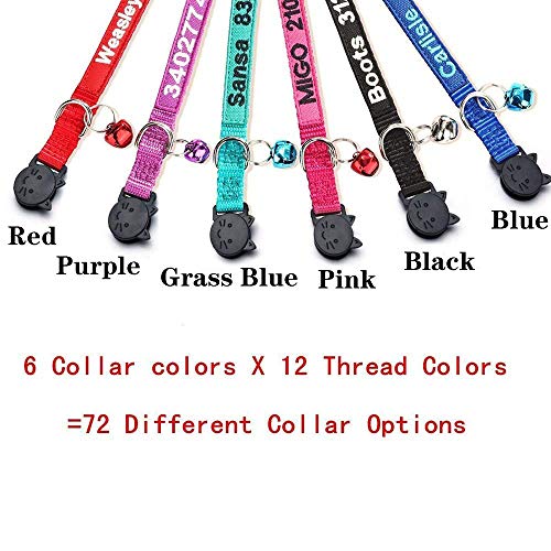 TaiHong Katzen-Halsband, personalisierbar, mit Glöckchen und besticktem ID, Name und Telefonnummer
