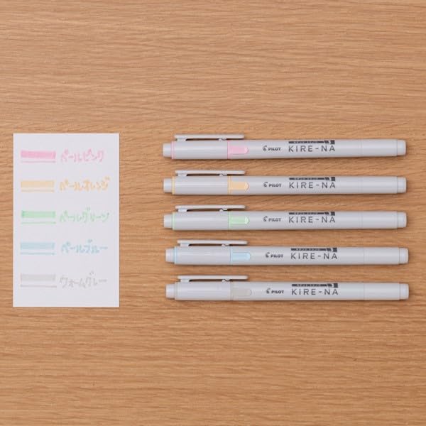 PILOT KIRE-NA Highlighter Set, Pastel 5 Colors, Chisel and Fine Tip, Quick-Dry Pigment Ink, SKIW-1-5C2 - image 3