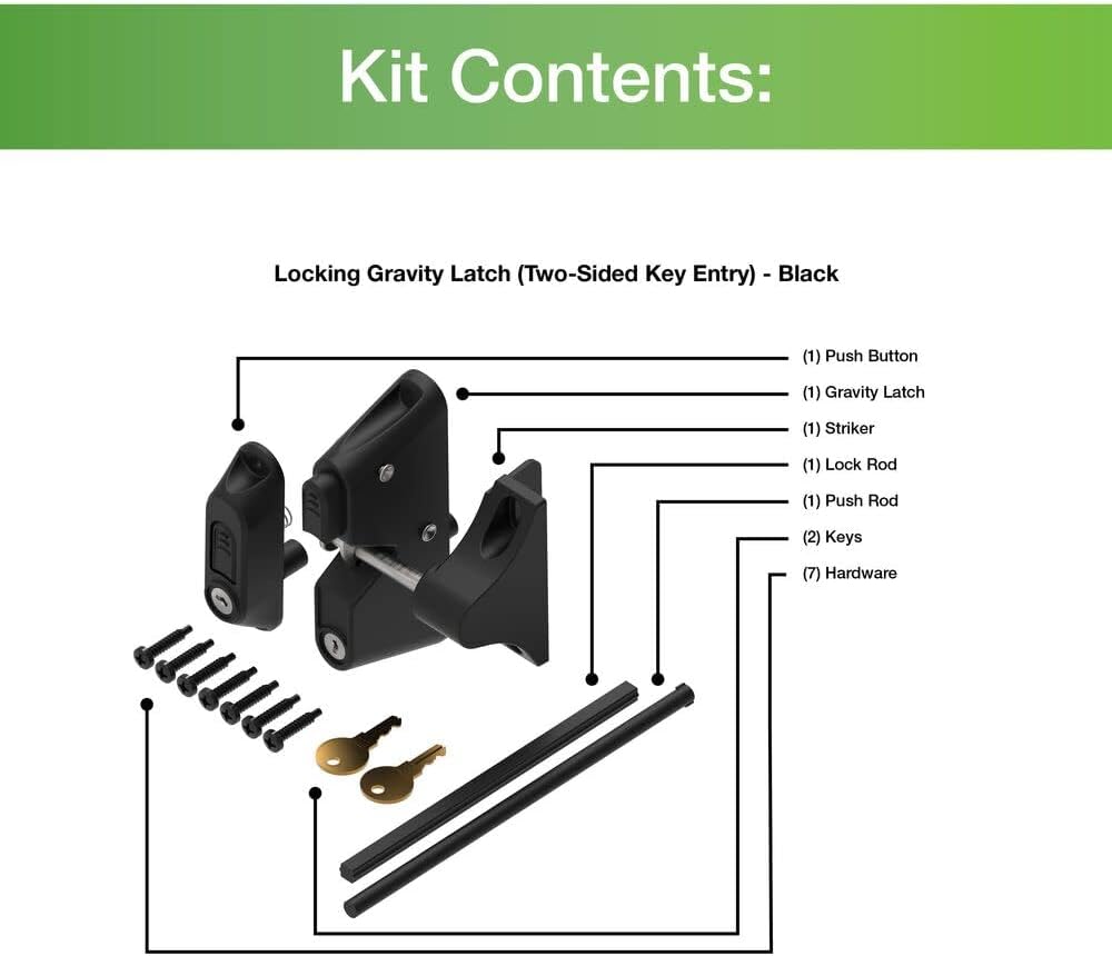 Locking Gravity Latch Black (Two-Sided Key Entry)