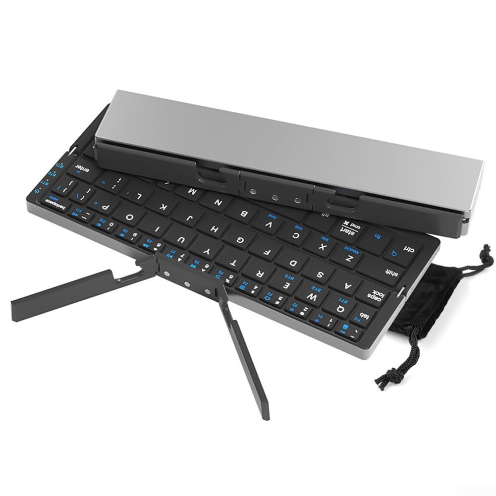 Tastiera pieghevole con supporto magnetico, ricaricabile per digitazione multi-dispositivo, per pendolari e viaggiatori frequenti (nero)