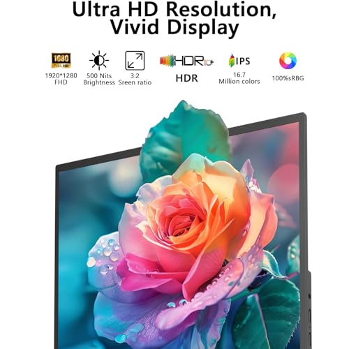 Image of Topmonitor Small Portable Monitor 10.5 inch 500 Nits 2000:1 FHD 1280P IPS Screen, Ultra-Slim Mini Monitor w /Kickstand & Dual Speaker, USB C HDMI HDR Portable Gaming Monitor, Travel Monitors for Laptop PCs