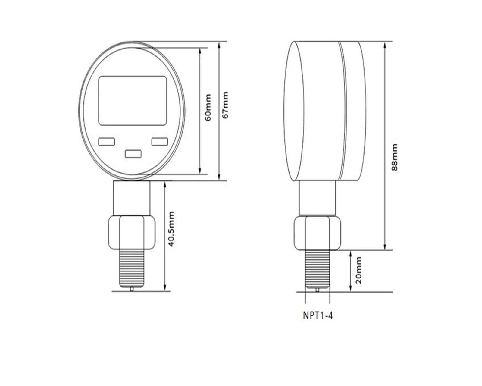 Digitales Manometer 400BAR 600Bar Digitales Manometer Tester Meter NPT1-4 Druckmanometer(-100-500KPA)