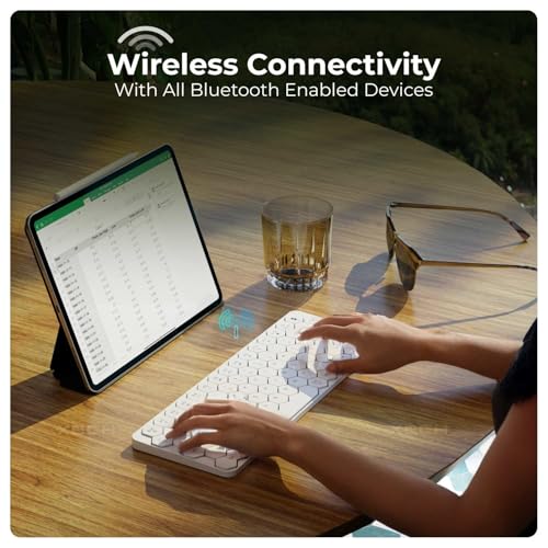 Image of Xech Hive Wireless Bluetooth Keyboard for Laptop & PC | Mini Portable Keyboard for Tablet & Mobile | 83 Honeycomb Keys | Rechargeable Type-C | Small Wireless Keyboard (White)