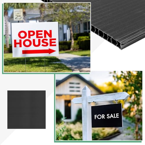 Image of M METERXITY 10-Pack Corrugated Plastic Sheets, 24 Inch x 24 Inch Waterproof Blank Corrugated Poster Board Yard Signs for Garage Sale /Office /Classroom /Party /Lawn Sign Road [5mm Thick, Black]