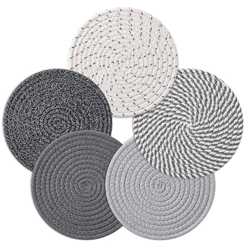 Husfunov 7 Inch Trivets for Hot Dishes, Pots and Pans, 5 Heat Resistant Pot Holders for Kitchen,...