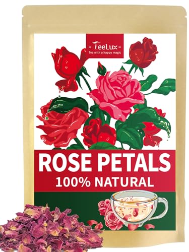 Image of TeeLux Rose Petals Tea, Food Grade Dried Rose Flowers, Caffeine Free 2.82oz