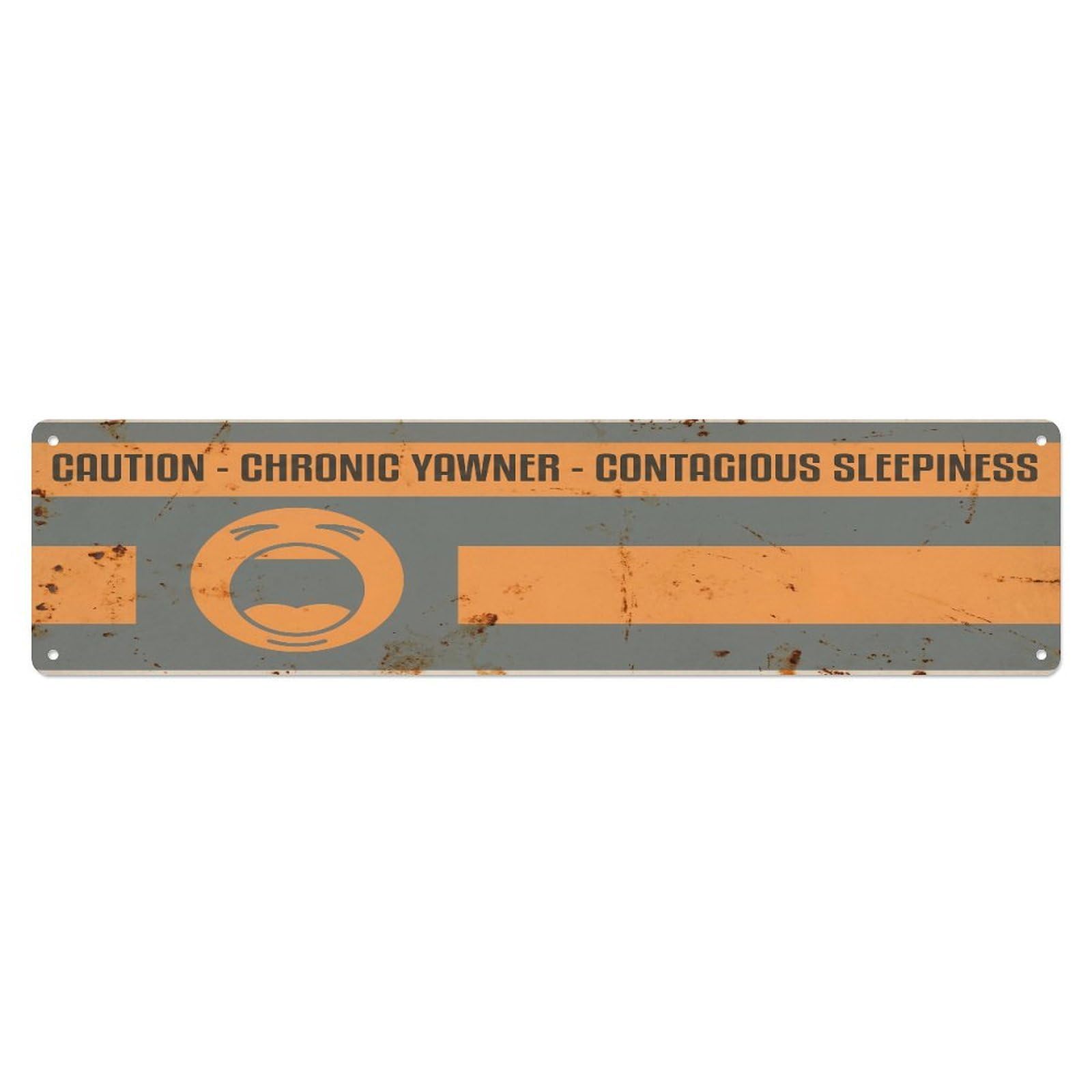 Fqcyn Style Metal Tin Sign Vintage Funny Caution Chronic Yawner Warning