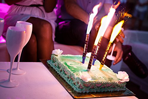 Candela Luminosa Fontana Fiaccola 50 Anni con Numero Glitterato Oro - Magic Flambè per Torta e Dolci - Ideale per Compleanni, Feste, Party, anniversari ECC. K1 / Cat.1