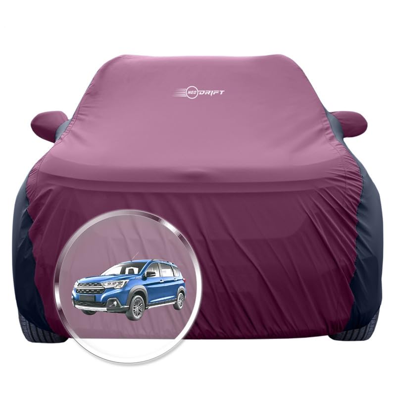 Image of NEODRIFT 'SuperTech' Car Cover for Maruti Suzuki XL6 L-A (100% Water-Resistant, All Weather Protection, Tailored Fit, Multi-Layered & Breathable Fabric) (Colour: Maroon+Black) (Model: 2019-2021)