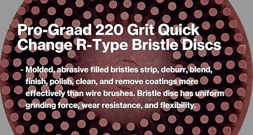 Image of 2 inch 220 Grit Red R-Type Bristle Disc 10 Pack, Ceramic-Aluminum Oxide, Fine Cleaning, Blending, Light Deburring & Pre-Polishing Metal /Wood /Plastic, Quick Change Roll Lock