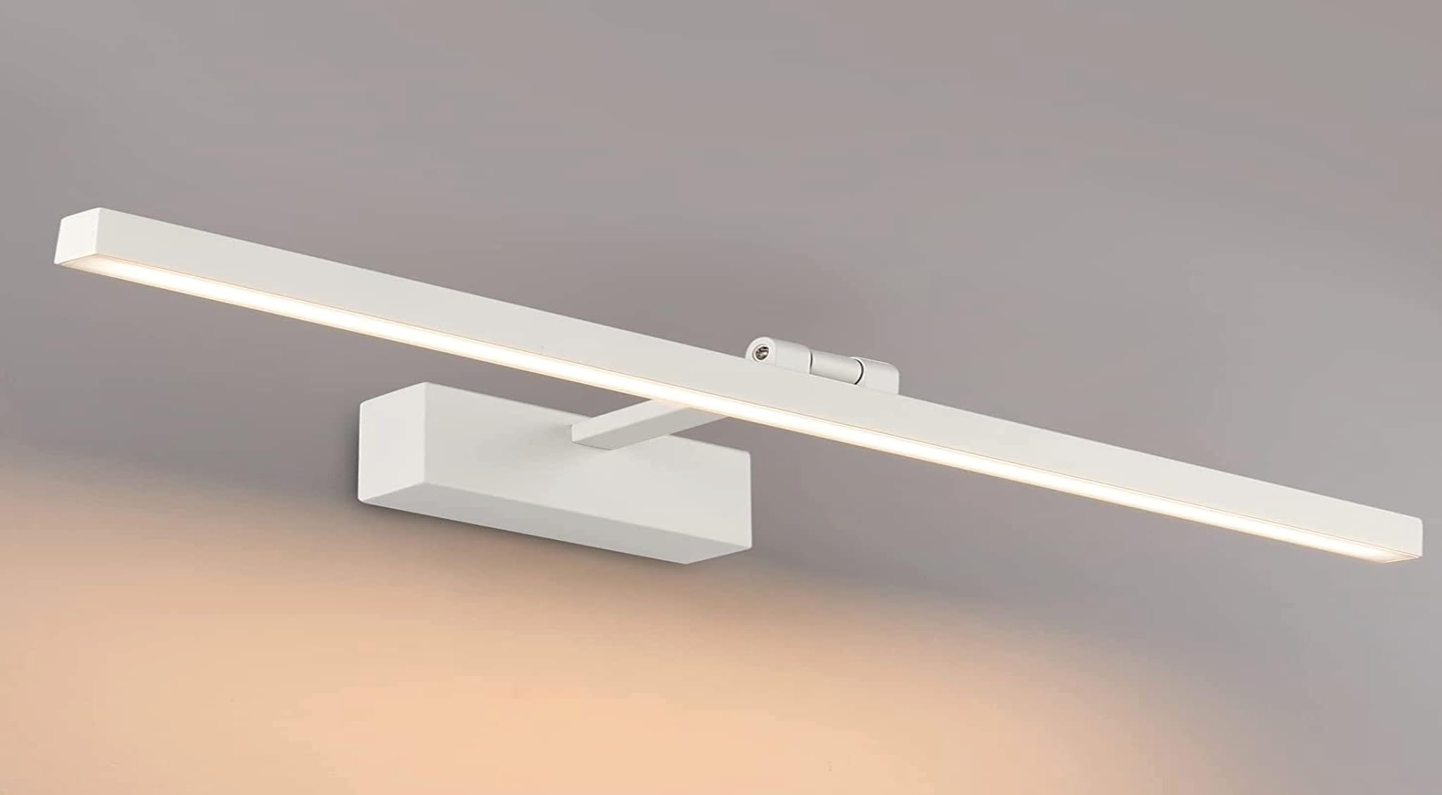 Applique murale LED pour illuminer les tableaux, miroirs, peintures murales, 14 W style traditionnel et élégant, ton de lumière chaude 3000 K, finition blanche satinée, articulée. 60 cm