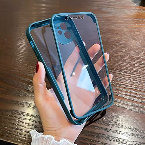 Coque iPhone XS Max DENUVI 360 transparente silicone intégrale protection vert foncé