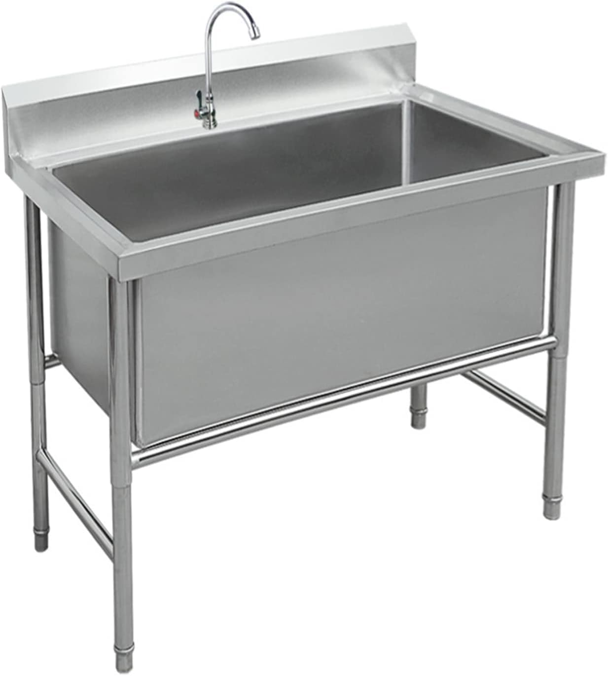 WIQUYBML Freestanding Stainless Steel Sink, Utility Sink,1 Compartment Commercial Kitchen Sink,kitchen Sink Industrial Sink,commercial