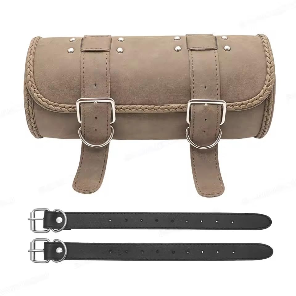 Alforja retro para motocicleta en cuero PU para Chopper Bobber Cruiser para Dyna Softail Sportster miniatura 1