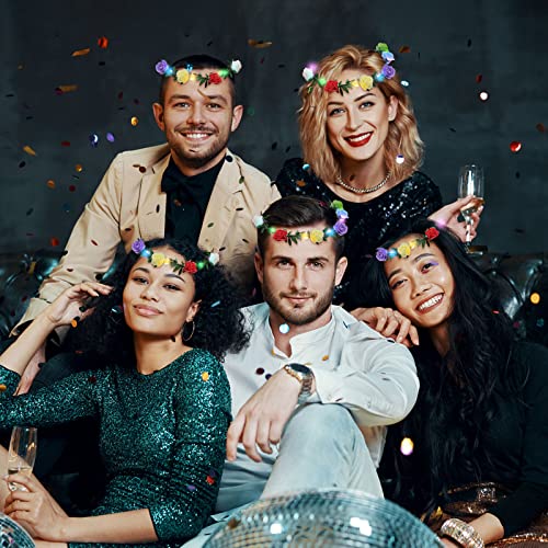 10 Pack Led Flower Headband Crown, Halloween Glow In The Dark Party Supplies Wreath Headdress For Kids Girls Women Hair Accessories, Led Light Up Party Favors Dress Up Wedding Birthday Christmas #TOP2