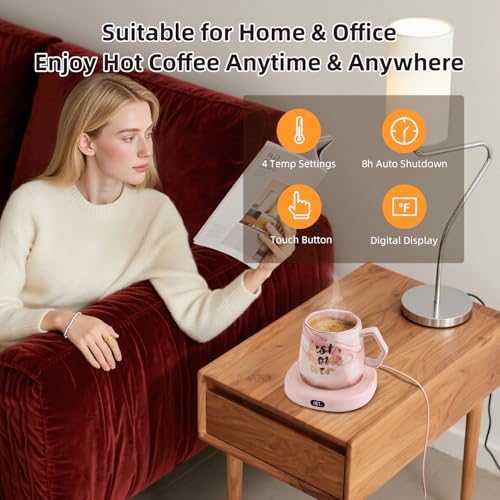 Image of Coffee Mug Warmer & Best MOM Ever Mug Set, Smart Heated Electric Cup Warmer for Desk Office, 4 Temperature Control Beverage Tea Coffee Warmer, 8h Auto Shut Off Candle Plate, Women Mom Gifts from Son