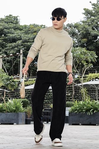 Image of SWADESI STUFF Men's Corduroy Trousers | Mid-Rise Relaxed Fit | Cotton Blend Joggers with Flexi Waistband