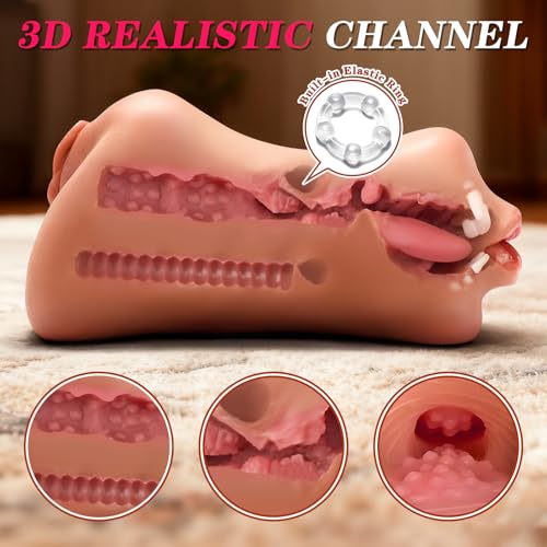 Image of MIILKIT 3 in 1 Pocket Pussy Male Masturbator - Sex Toys for Men Penis Stimulation, Male Blowjob Stroker Toy with 3D Realistic Textured Tight Anus & Real Mouth,Sex Doll Adult Toys for Man Masturbation
