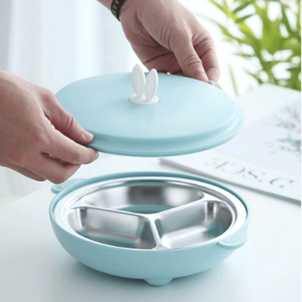 Lunch Box Boîte à Lunch Rond Japonaise de Style Japonais for Les Compartiments en Acier Inoxydable Bureau de l'école Anti-Scald Food Conteneur (Color : Blue)