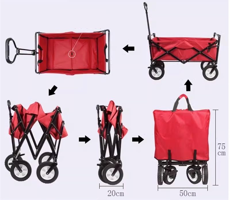 Einkaufswagen, Faltbarer Gartenwagen mit 4 Rädern, vielseitiger Allzweckwagen für Camping, Angeln, Outdoor-Aktivitäten, Leichter und tragbarer Einkaufswagen. – Bild 4