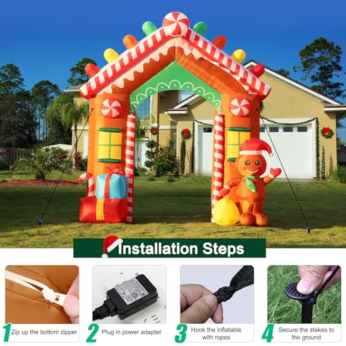 Arche Gonflable Noël 270CM Facile à Fixer Décoration Extérieure Stable Contre le Vent - 6