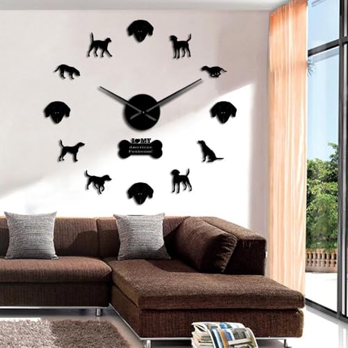 Horloge Foxhound américain 3D : solution déco grand mur vide sans perçage - 4